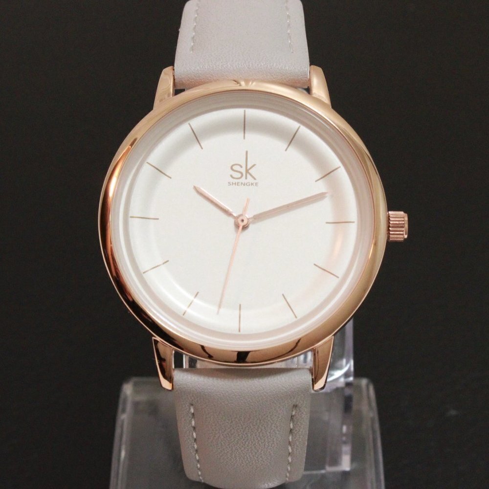 Ladies Dress Quartz Watch White Dial Grey Strap 38mm - Picture 3 of 14
